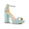 thumbnail image 1 of BLISSFUL STEP Easter Edition Women's Shoes Faux Suede High Chunky Heel Platform Ankle Strap Open Toe Sandals SKY Blue 6, 1 of 7