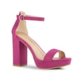 thumbnail image 1 of BLISSFUL STEP Women's Shoes Faux Suede High Chunky Heel Platform Ankle Strap Open Toe Sandals Hot Pink 7.5, 1 of 7