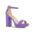 thumbnail image 1 of BLISSFUL STEP Women's Shoes Faux Suede High Chunky Heel Platform Ankle Strap Open Toe Sandals Purple 8.5, 1 of 7