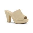 thumbnail image 1 of BLISSFUL STEP Women's Shoes Chunky Platform Open Toe Slides Block Heel Sandals Beige 6, 1 of 8