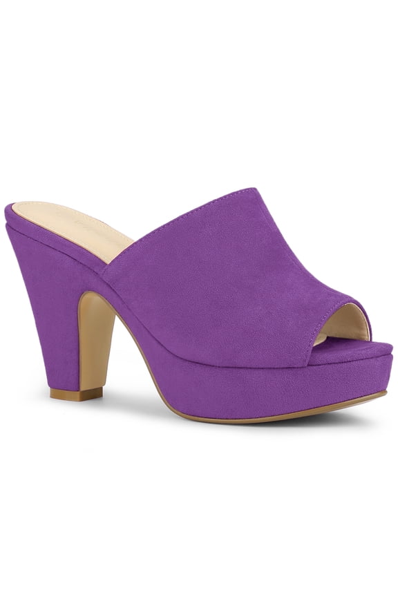 Valentine's Women's Shoes Chunky Platform Open Toe Slides Block Heel Sandals Purple 9
