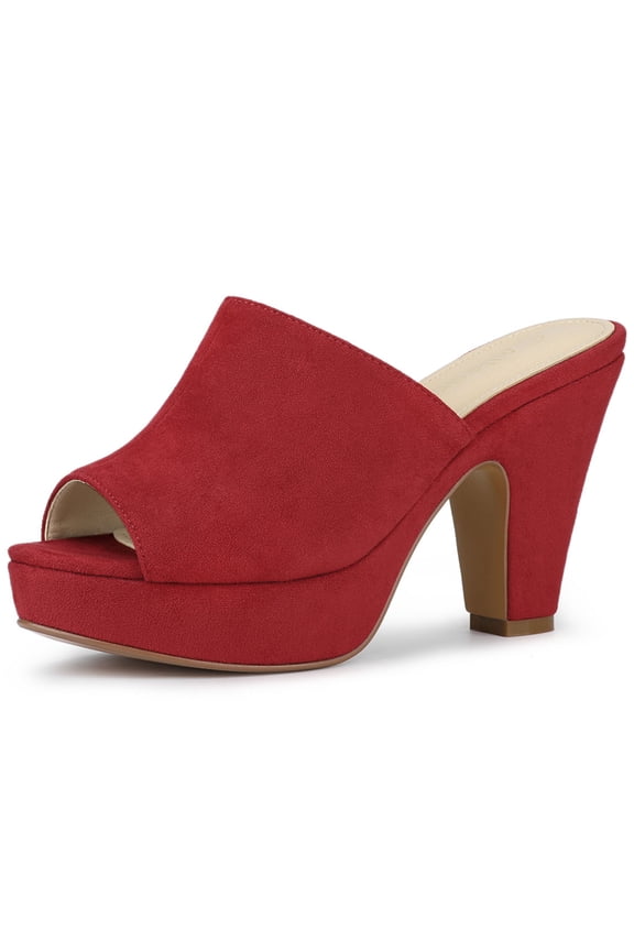 Valentine's Women's Shoes Chunky Platform Open Toe Slides Block Heel Sandals Red 6