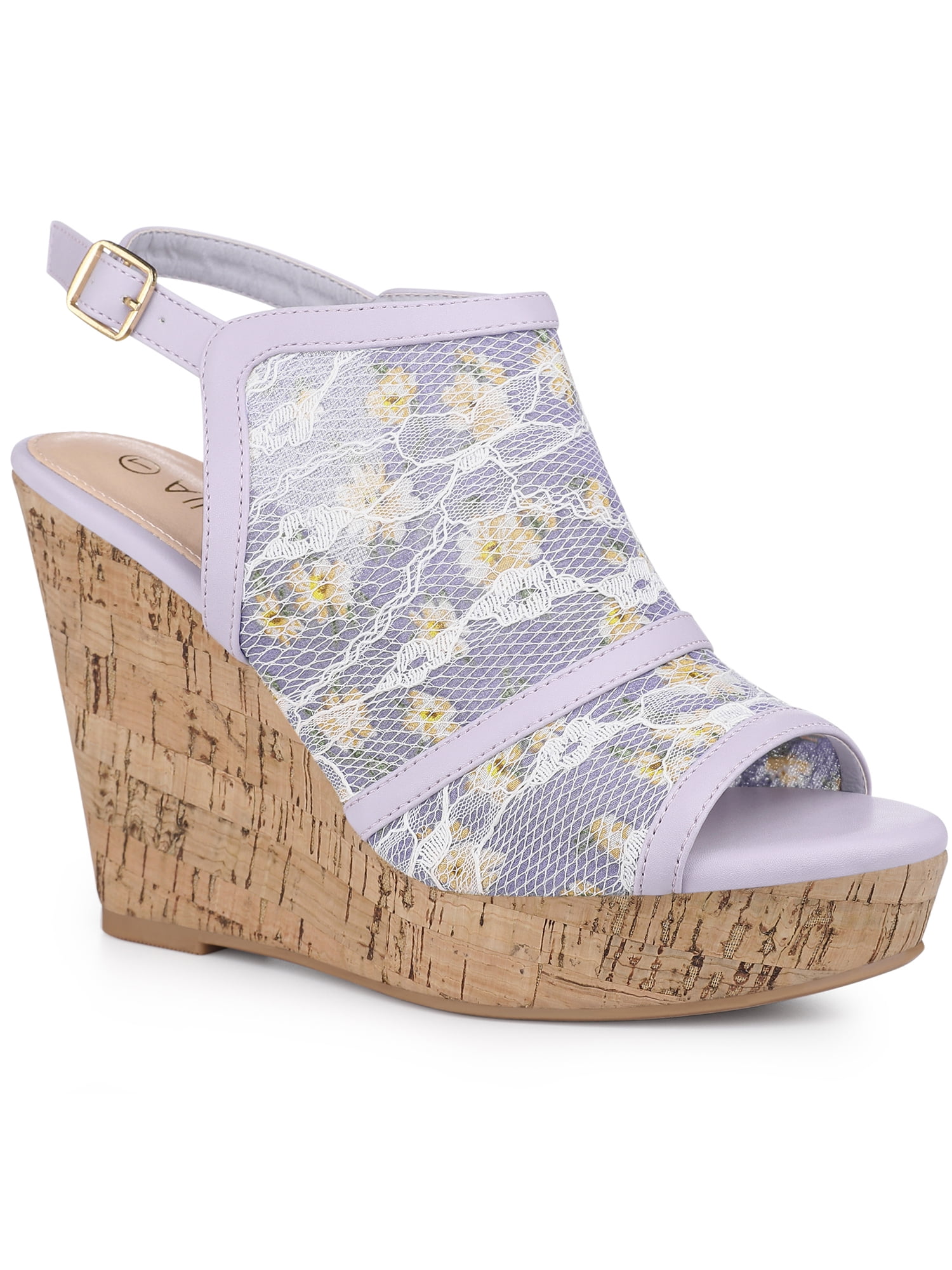 Women's Open Toe Platform Heels Lace Wedges Sandals main image 0