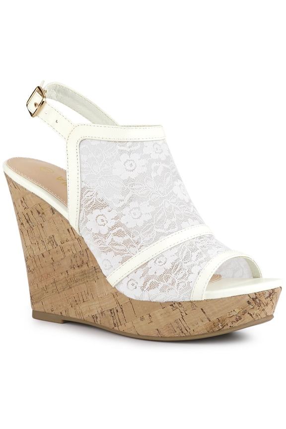 Valentine's Women's Shoes Open Toe Platform Heel Laces Wedge Sandals White 7