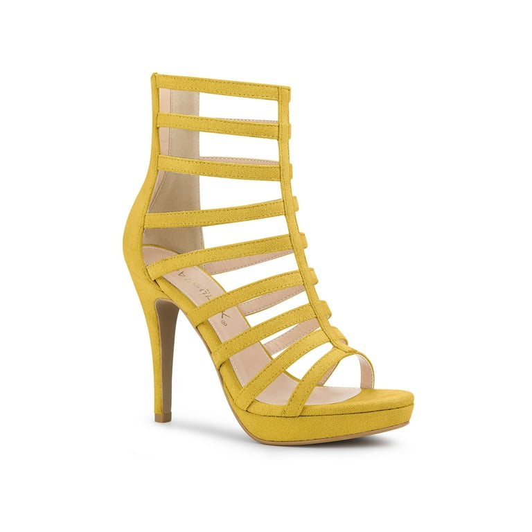 Allegra K Women s Open Toe Platform Stiletto Heel Cage Heeled Sandals