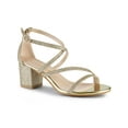 thumbnail image 1 of BLISSFUL STEP Women's Open Toe Sandal Glitter Crisscross Strap Block Heel Prom Sandals, 1 of 9