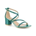 thumbnail image 1 of BLISSFUL STEP Women's Open Toe Sandal Glitter Crisscross Strap Block Heel Prom Sandals, 1 of 8