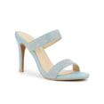 thumbnail image 1 of BLISSFUL STEP Women's Open Toe Stiletto High Heel Rhines Mules Sandals Light Blue 8, 1 of 7