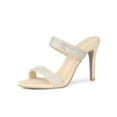 thumbnail image 1 of BLISSFUL STEP Women's Open Toe Stiletto High Heel Rhines Mules Sandals Beige 8, 1 of 8