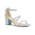 thumbnail image 1 of BLISSFUL STEP Women's Open Toe Strappy Block Heel Sandals Sky Blue 6, 1 of 7