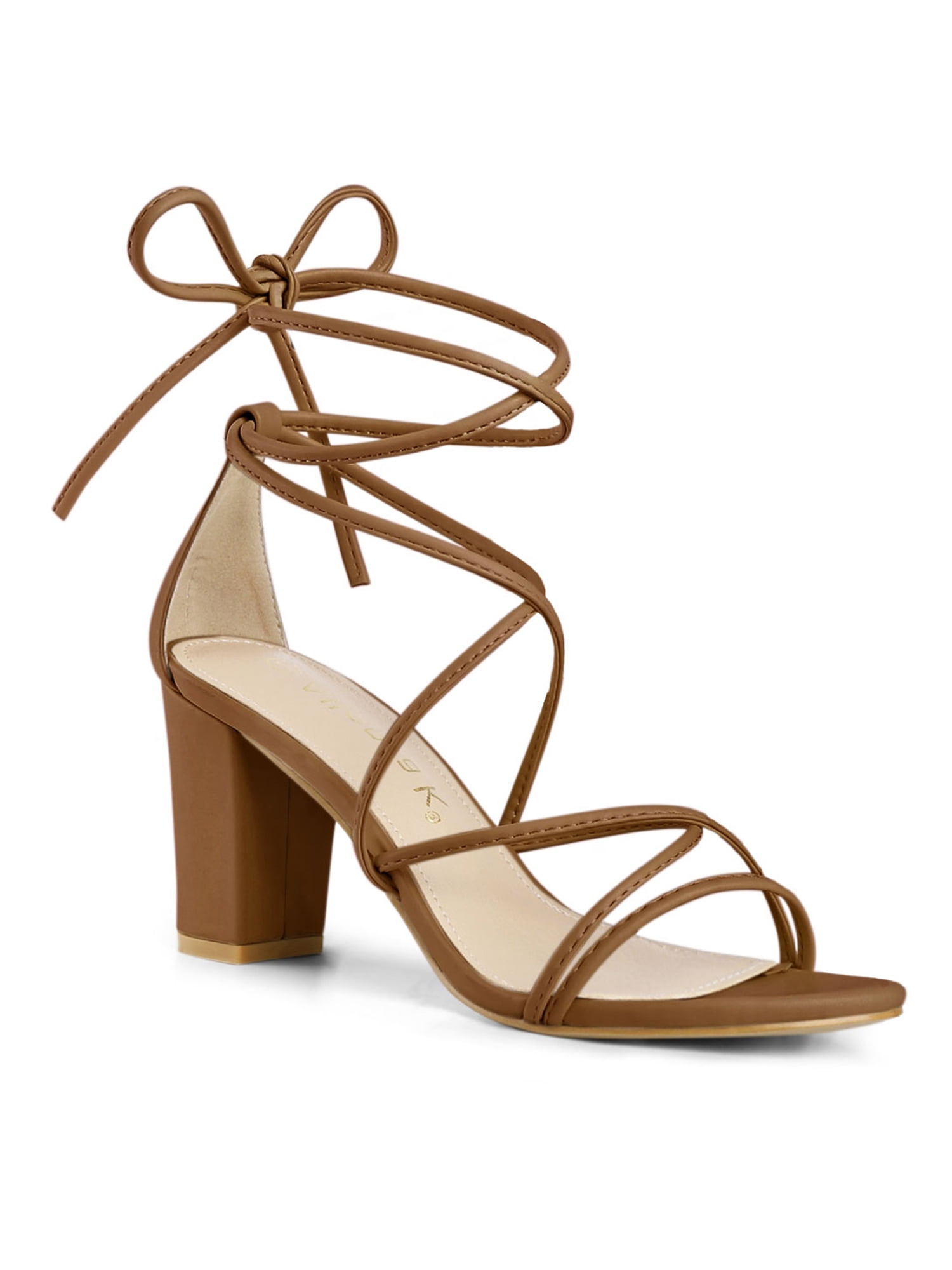 Allegra K Women s Strappy Straps Lace Up Block Heel Sandals Walmart