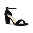 thumbnail image 1 of BLISSFUL STEP Women's Shoes Printed Chunky Heels Open Toe Ankle Strap Sandals Black 6, 1 of 8