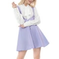 thumbnail image 1 of INSPIRE CHIC Women's Overall Dress Solid U Neck Button Decor Flared Hem S Light Purple, 1 of 9