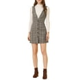 thumbnail image 1 of INSPIRE CHIC Women's Overall Houndstooth Pinafore Sleeveless Suspender Dress S Brown Black, 1 of 9