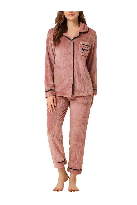 Women's Easter Pajama Sets Sleepwear Button Down Soft Night Suit Lounge Sets XS Red