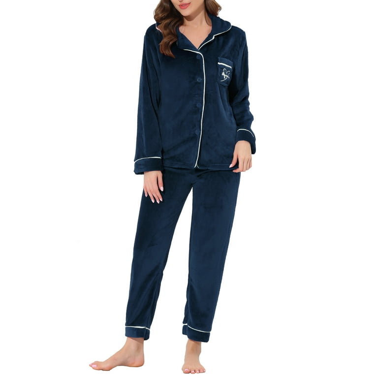 Allegra K Women's Pajama Sets Sleepwear Button Down Soft Night Suit Pj  Lounge Sets