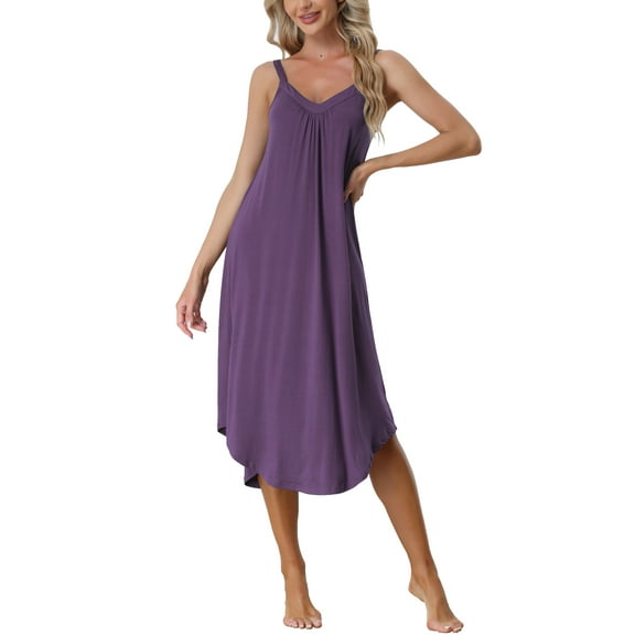 INSPIRE CHIC Women's Lounge Pajama Dress Sleepwear Nightdress Spaghetti Strap Cami Nightgowns XS Purple