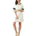 thumbnail image 1 of INSPIRE CHIC Women's Pajamas Shirt Nightgown Dress Pajamas Sleepwear Short Sleeve White X-Small, 1 of 7