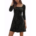 thumbnail image 1 of INSPIRE CHIC Women's Party Dresses Stars Print Square Neck Vintage Prom Mini Velvet Dress S Black, 1 of 8