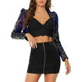 thumbnail image 1 of INSPIRE CHIC Women's Party Shiny Sequin Long Sleeve Open Front Shrug Cropped Jacket L Multicolor, 1 of 6