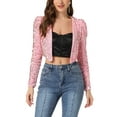 thumbnail image 1 of INSPIRE CHIC Women's Party Shiny Sequin Long Sleeve Open Front Shrug Cropped Jacket S Pink, 1 of 6