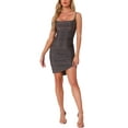thumbnail image 1 of INSPIRE CHIC Women's Party Spaghetti Strap Bodycon Ruched Sparkly Glitter Dress S Multicolor, 1 of 5