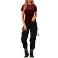 thumbnail image 1 of INSPIRE CHIC Women's Party Velvet Shirt Crew Neck Short Sleeve Casual T-Shirt M Burgundy, 1 of 8