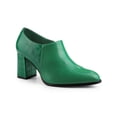 thumbnail image 1 of BLISSFUL STEP Women's Ankle Boots Chunky Heel Side Zipper Faux Leather Rubber Outsole Boots Green 7, 1 of 7