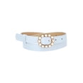 thumbnail image 1 of INSPIRE CHIC Women's Pearl Waistband Skinny Leather Adjustable Pin Buckle Belt for Jeans Dresses Pants 29.53"-35.43" Light blue, 1 of 4