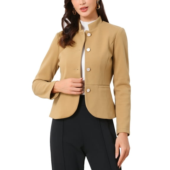 INSPIRE CHIC Women's Peplum Cropped Woolen Jacket Coat XL Browns