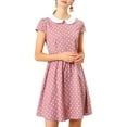 thumbnail image 1 of INSPIRE CHIC Women's  Peter Pan Collar Above Knee Hidden Zipper Back a-Line Dress XL Pink, 1 of 8