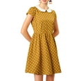 thumbnail image 1 of INSPIRE CHIC Women's Peter Pan Collar Above Knee Hidden Zipper Back a-Line Dress XL Mustard, 1 of 8