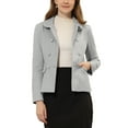 thumbnail image 1 of INSPIRE CHIC Women's Peter Pan Collar Button Decor Peplum Blazer XS Grey White, 1 of 7