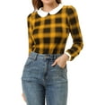 thumbnail image 1 of Allegra K Women's  Peter Pan Collar Contrast Long Sleeve Shirt, 1 of 6