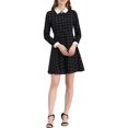 thumbnail image 1 of INSPIRE CHIC Women's Peter Pan Collar Contrast Retro Plaid Dress S Black, 1 of 6