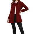 thumbnail image 1 of INSPIRE CHIC Women's Peter Pan Collar Double Breasted Winter Long Trench Pea Coat 2XL Dark Red, 1 of 6