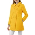 thumbnail image 1 of INSPIRE CHIC Women's Peter Pan Collar Double Breasted Winter Long Trench Pea Coat 2XL Mustard Yellow, 1 of 7