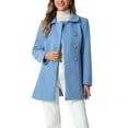 thumbnail image 1 of INSPIRE CHIC Women's Peter Pan Collar Double Breasted Winter Long Trench Pea Coat L Light Grey Blue, 1 of 6