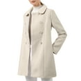 thumbnail image 1 of INSPIRE CHIC Women's Peter Pan Collar Double Breasted Winter Long Trench Pea Coat XL Beige, 1 of 8