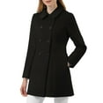 thumbnail image 1 of INSPIRE CHIC Women's Peter Pan Collar Double Breasted Winter Long Trench Pea Coat XS Black, 1 of 8