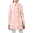 thumbnail image 1 of INSPIRE CHIC Women's Peter Pan Collar Double Breasted Winter Long Trench Pea Coat XS Pink, 1 of 8