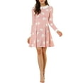 thumbnail image 1 of Allegra K Women's  Peter Pan Collar Long Sleeves Above Knee A Line Dress, 1 of 8