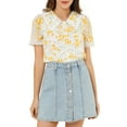 thumbnail image 1 of INSPIRE CHIC Women's Floral Chic Shirt Short Sleeve Lace Peter Pan Collar Button Front Blouse White L, 1 of 7