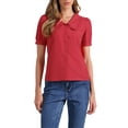 thumbnail image 1 of INSPIRE CHIC Women's Blouse Peter Pan Collar Puff Short Sleeve Retro Shirt XL Red, 1 of 6