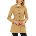 thumbnail image 1 of INSPIRE CHIC Women's Peter Pan Collar Single Breasted Mid Length Overcoat, 1 of 7