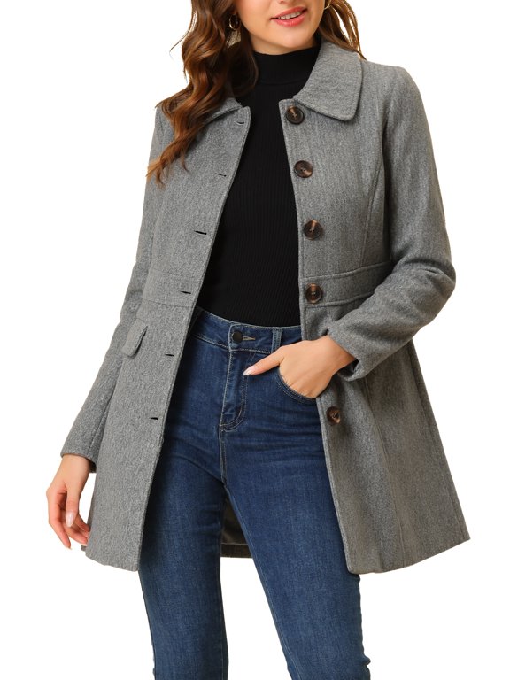 Women's Peter Pan Collar Single Breasted Mid Length Overcoat