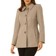thumbnail image 1 of INSPIRE CHIC Women's Peter Pan Collar Single Breasted Overcoat Coat L Light Brown, 1 of 6