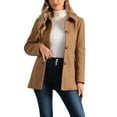 thumbnail image 1 of INSPIRE CHIC Women's Peter Pan Collar Single Breasted Overcoat Coat XL Camel, 1 of 6