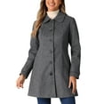 thumbnail image 1 of INSPIRE CHIC Women's Peter Pan Collar Single Breasted Winter Overcoat L Deep Grey, 1 of 6