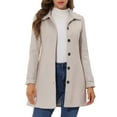 thumbnail image 1 of INSPIRE CHIC Women's Peter Pan Collar Single Breasted Winter Overcoat S Deep Khaki, 1 of 6